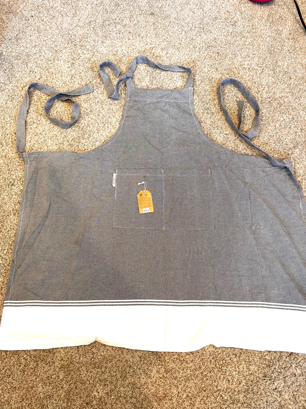 NWT Dille & Kamille Organic Cotton Lightweight Apron. Utility pockets. Ticking - Picture 1 of 9